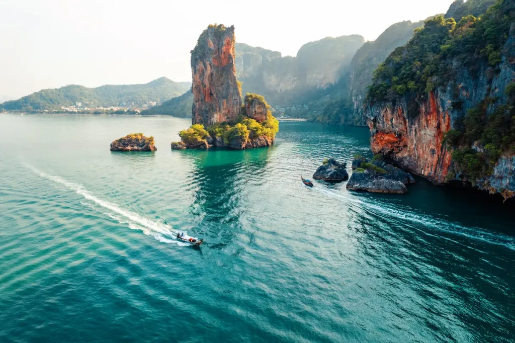 sea-views-and-rocky-islands-with-a-long-tail-boat